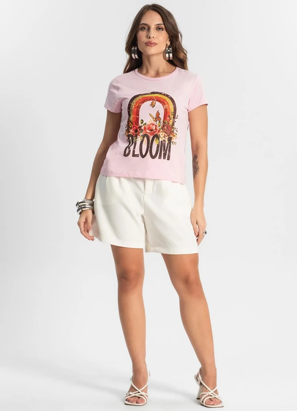 Select - Blusa Baby Look Feminina Estampada Rosa 3
