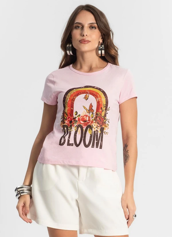 Select - Blusa Baby Look Feminina Estampada Rosa 4