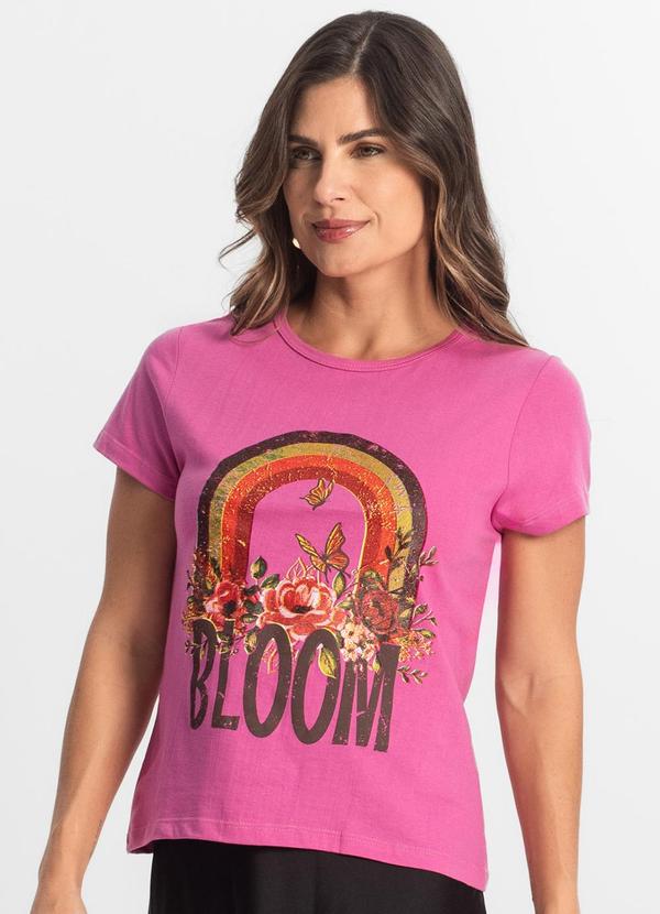 Select - Blusa Baby Look Feminina Estampada Rosa