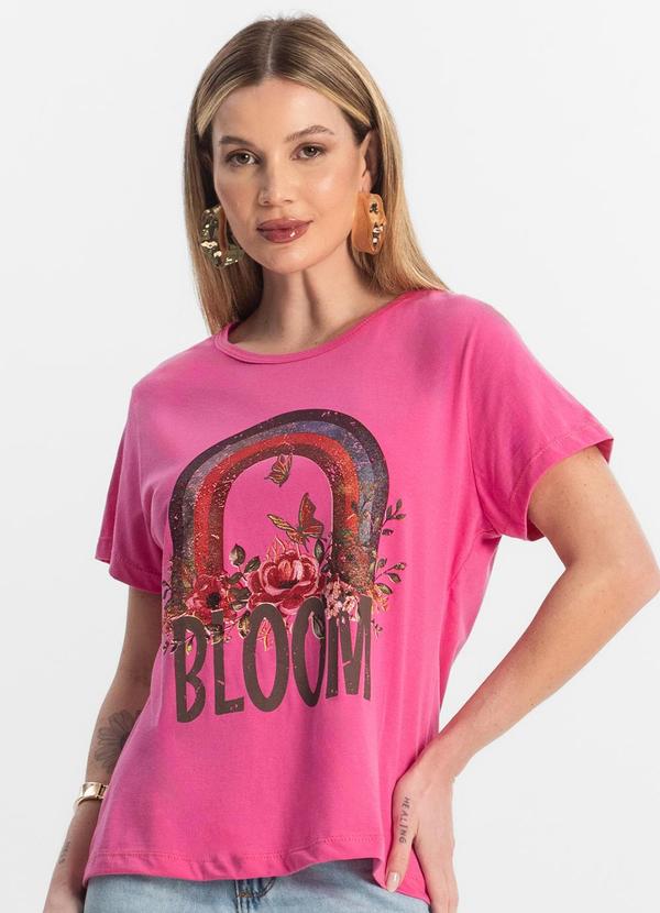 Select - Blusa Baby Look Feminina Estampada Rosa