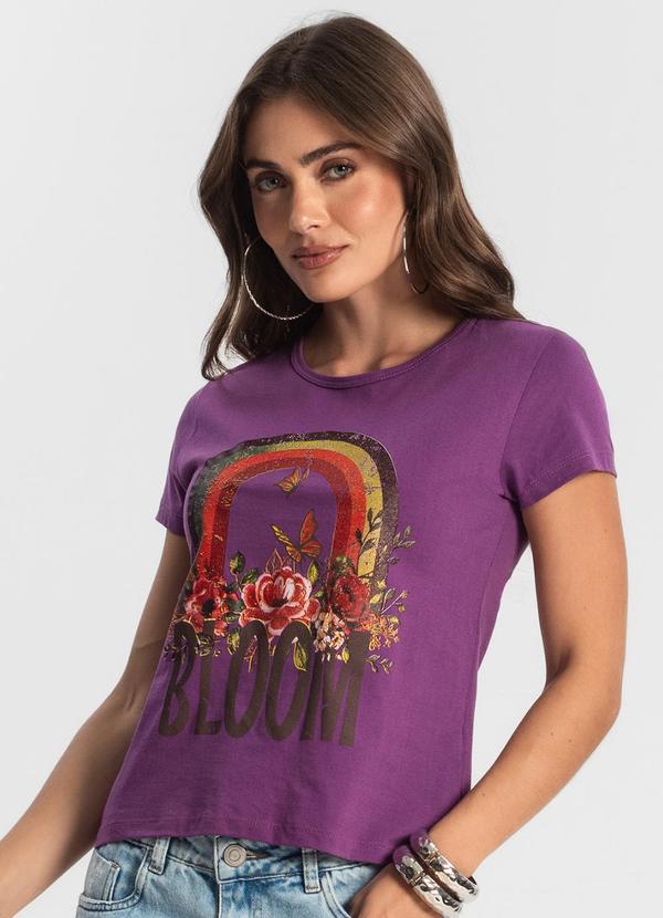 Select - Blusa Baby Look Feminina Estampada Roxo