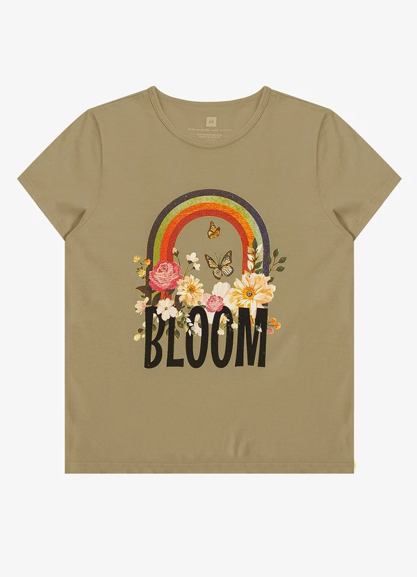 Select - Blusa Baby Look Feminina Estampada Verde