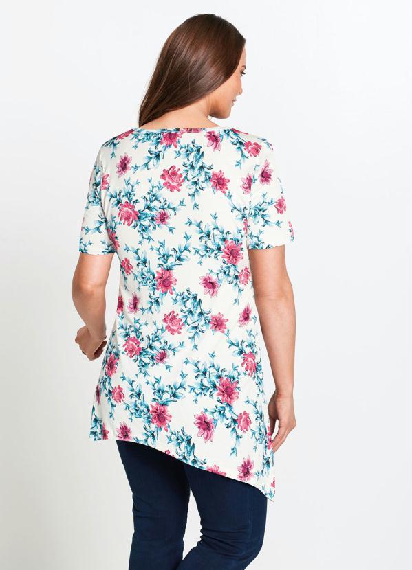 Queima Estoque - Blusa Barra Assimétrica Floral White 2