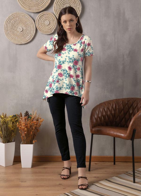 Queima Estoque - Blusa Barra Assimétrica Floral White 6