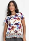 Quintess - Blusa Floral Artístico em Malha Fria - variação: Barrado Floral