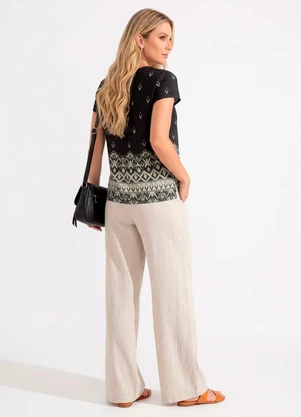Quintess - Blusa Barrado Folk em Malha Fria - QUINTESS