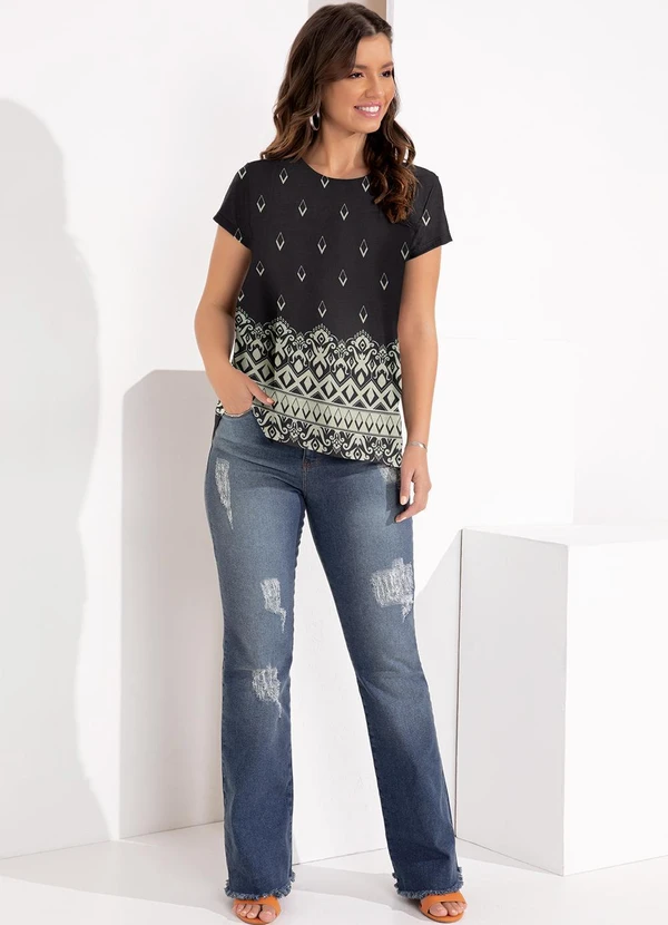 Quintess - Blusa Barrado Folk em Malha Fria 7