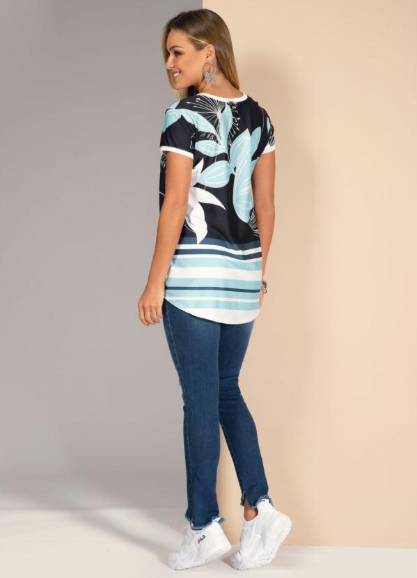 Quintess - Blusa Barrado Marinho Alongada 4