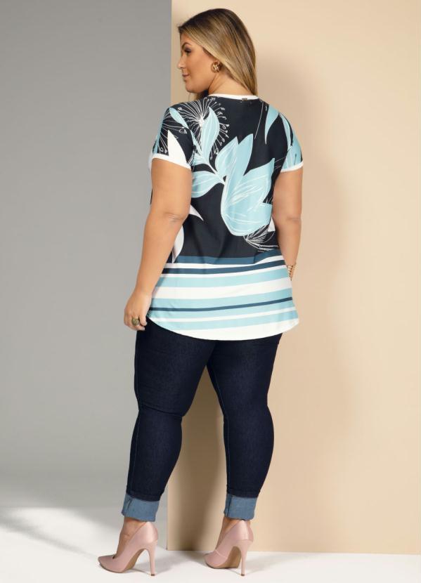 Quintess - Blusa Barrado Marinho Alongada 8