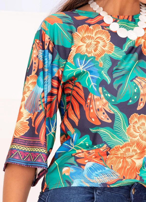 Quintess - Blusa Barrado Tropical em Malha Fria 5