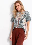 Blusa (barrado tropical verde) em malha fria