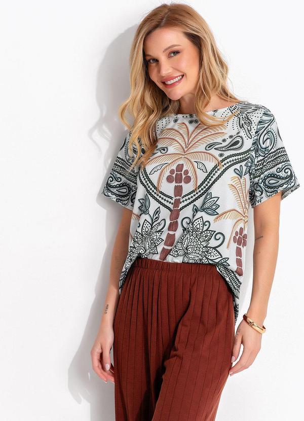 Blusa (Barrado Tropical Verde) em Malha Fria