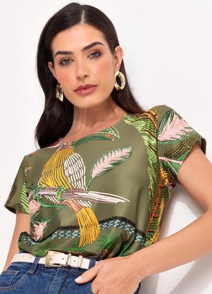 Blusa (Barrado Verde) em Malha Fria