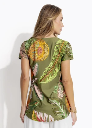 Quintess - Blusa Barrado Verde em Malha Fria - QUINTESS