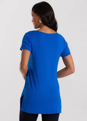 Rovitex - Blusa Básica Alongada Feminina Azul - ROVITEX