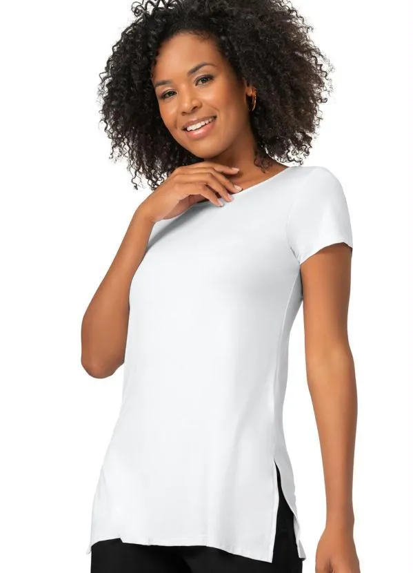 Rovitex - Blusa Básica Alongada Feminina Branco