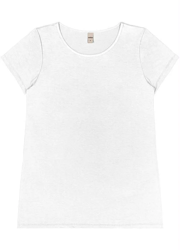 Rovitex - Blusa Básica Alongada Feminina Branco 3