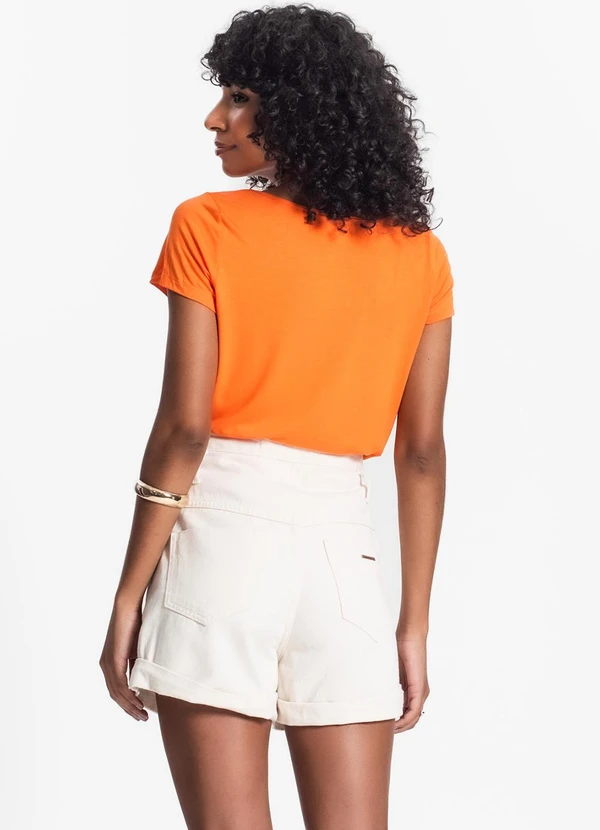 Rovitex - Blusa Básica Alongada Feminina Laranja 4