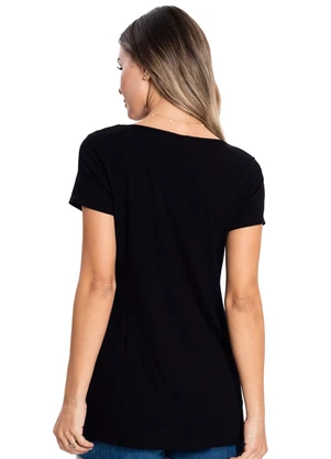 Rovitex - Blusa Básica Alongada Feminina Preto - ROVITEX