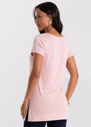 Rovitex - Blusa Básica Alongada Feminina Rosa - ROVITEX