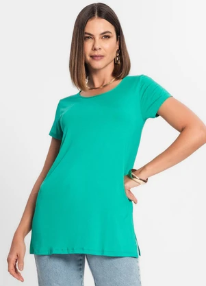 Rovitex - Blusa Básica Alongada Feminina Verde - ROVITEX