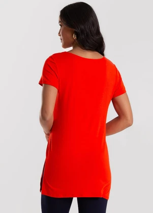 Rovitex - Blusa Básica Alongada Feminina Vermelho - ROVITEX