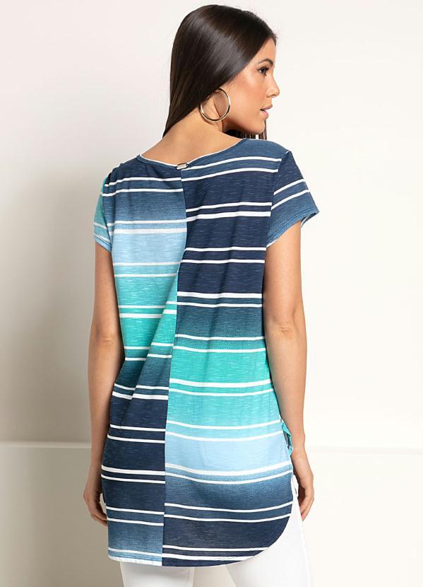 Quintess - Blusa Básica com Barra Arredondada Azul 2