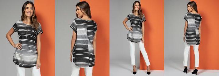 Blusa Bsica com Barra Arredondada Preta