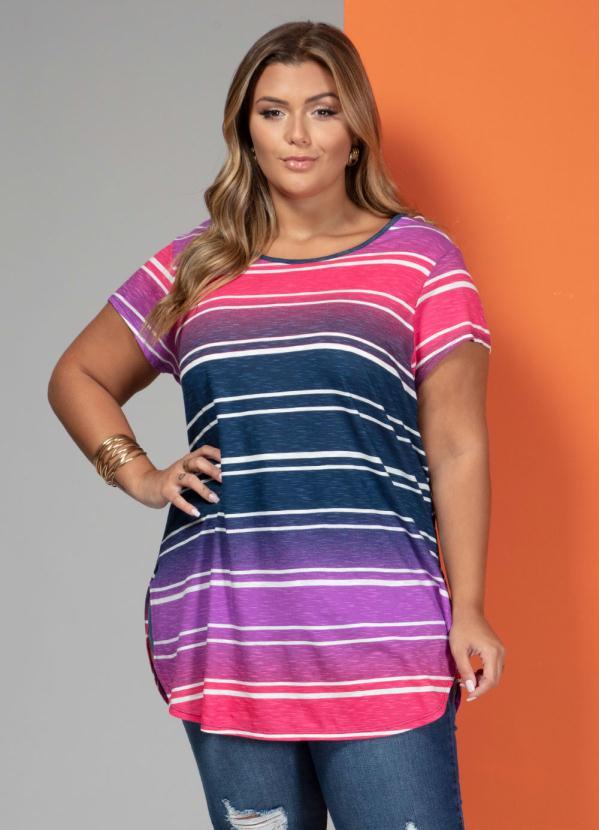 Quintess - Blusa Básica com Barra Arredondada Roxa 6