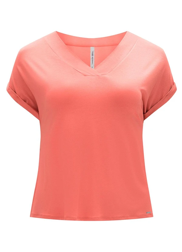 Lunender Mais Mulher - Blusa Básica com Decote em V Laranja