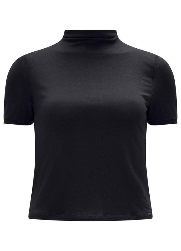 Lunender - Blusa Básica com Gola Alta em Malha Preto