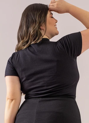 Just Basic - Blusa Básica de Manga Curta Preto - JUST BASIC