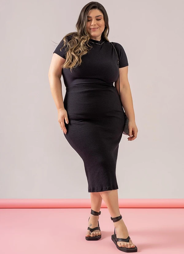 Just Basic - Blusa Básica de Manga Curta Preto