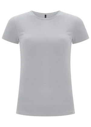 Lunender - Blusa Básica de Mangas Curtas em Malha Cinza - LUNENDER