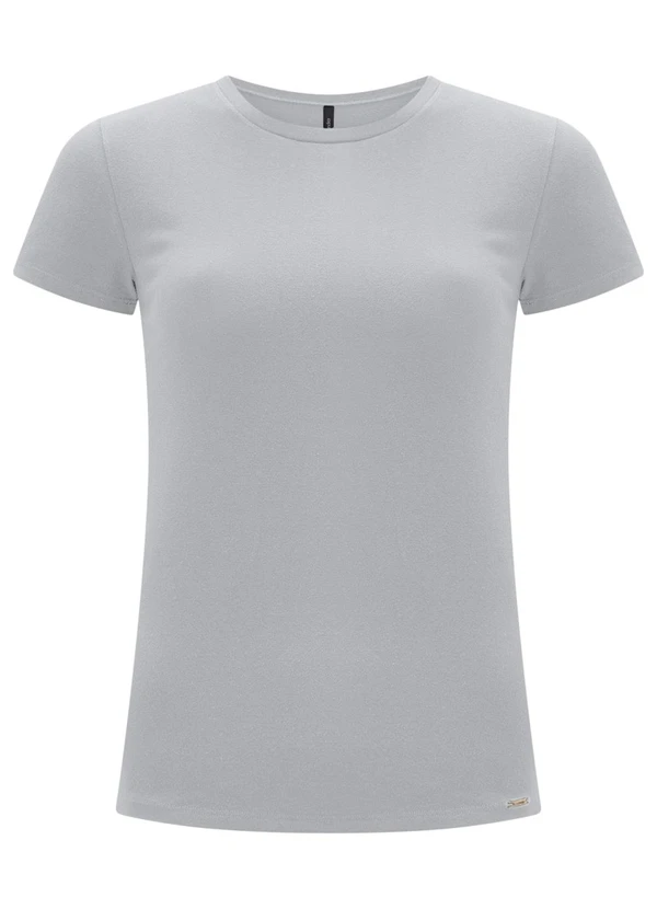 Lunender - Blusa Básica de Mangas Curtas em Malha Cinza