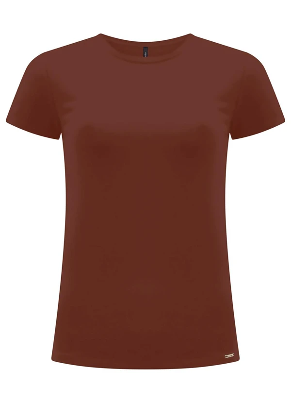 Lunender - Blusa Básica de Mangas Curtas em Malha Marrom 3