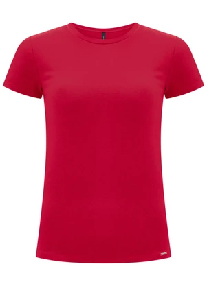Lunender - Blusa Básica de Mangas Curtas em Malha Vermelho - LUNENDER