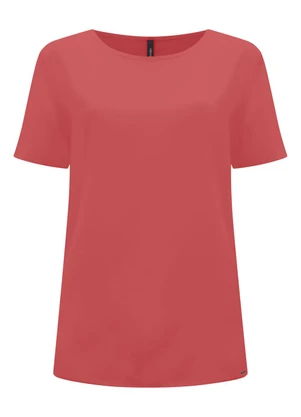 Lunender - Blusa Básica de Mangas Curtas em Viscose Rosa - LUNENDER