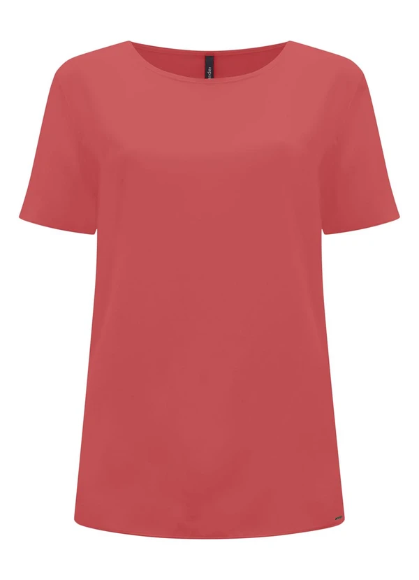 Lunender - Blusa Básica de Mangas Curtas em Viscose Rosa