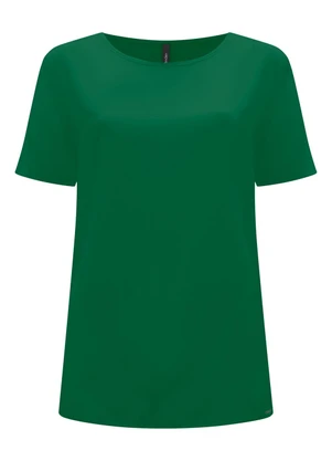 Lunender - Blusa Básica de Mangas Curtas em Viscose Verde - LUNENDER