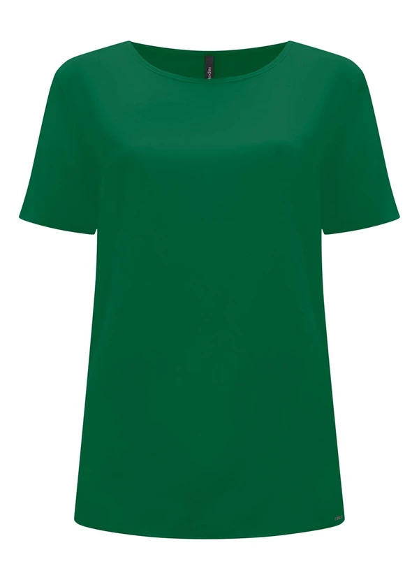 Lunender - Blusa Básica de Mangas Curtas em Viscose Verde