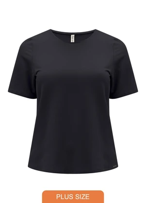 Lunender Mais Mulher - Blusa Básica de Mangas Curtas Plus Size Preto - LUNENDER MAIS MULHER