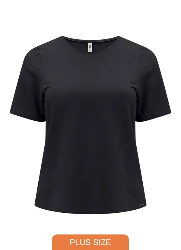 Lunender Mais Mulher - Blusa Básica de Mangas Curtas Plus Size Preto