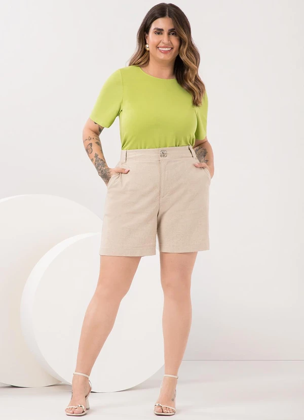 Lunender Mais Mulher - Blusa Básica de Mangas Curtas Plus Size Verde 3