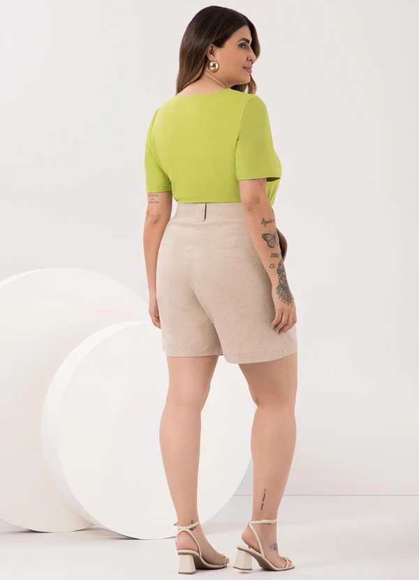 Lunender Mais Mulher - Blusa Básica de Mangas Curtas Plus Size Verde 4