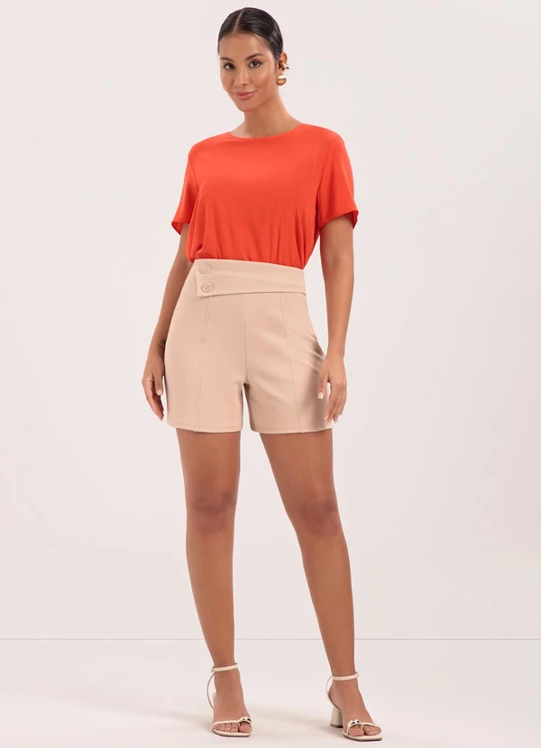 Lunender - Blusa Básica de Mangas Curtas Vermelho 3