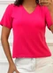 Doce Tom - Blusa Básica Decote VVermelho - variação: Rosa