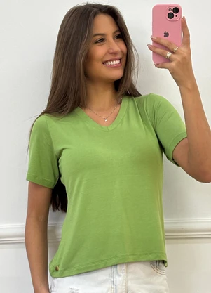 Doce Tom - Blusa Básica Decote VVerde - DOCE TOM