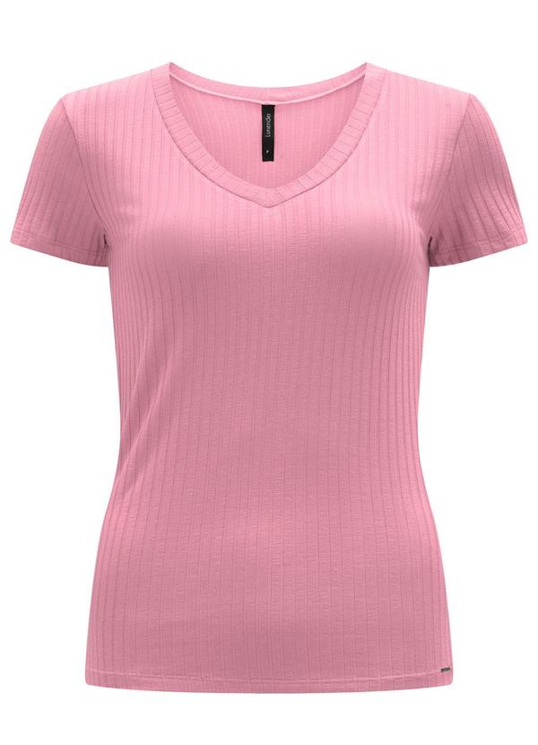 Lunender - Blusa Básica em Malha Canelada Rosa