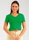Cativa - Blusa Decote V em Viscose Bege - variação: Verde